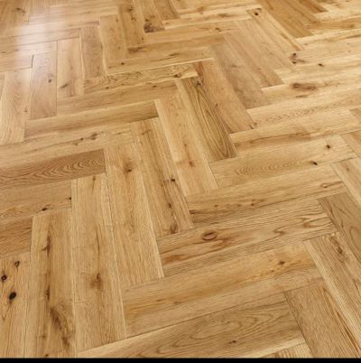 18/4x90x400mm Oak Natural Herringbone Lacquered